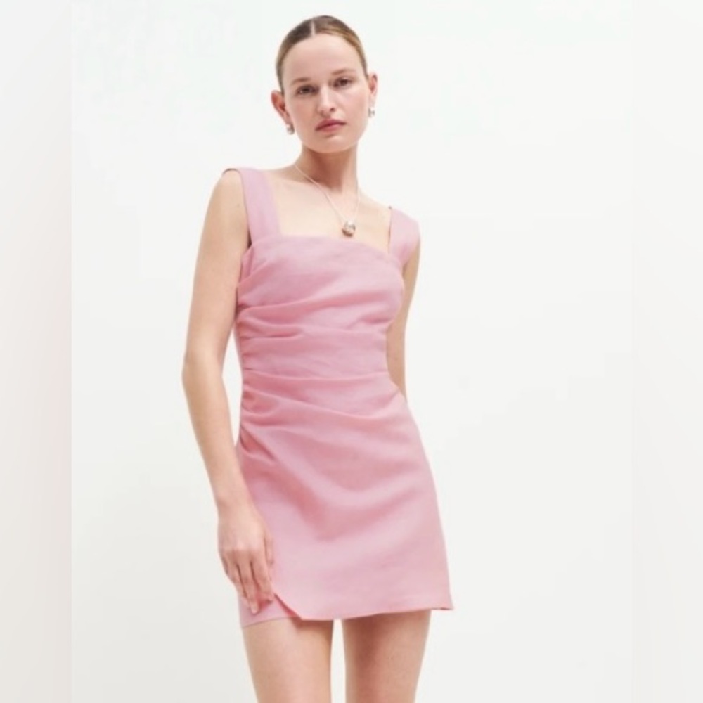 NWT Reformation Kerrigan Linen Dress Sz 6 Babygirl (light pink)